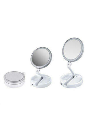 Складное зеркало для макияжа с Led подсветкой круглое увеличительное 10x My Fold Away Mirror. Цвет: белый